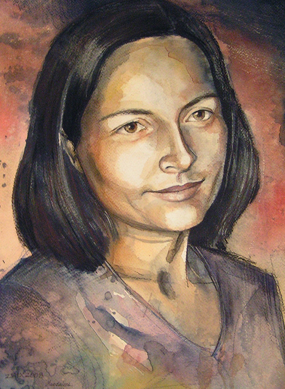 Żona (akwarela z kredką)